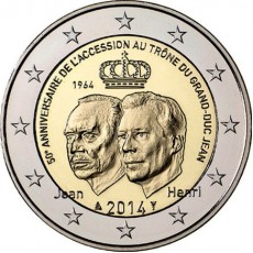 Luxemburgo 2€ 50º Anos da Ascensão ao Trono Grand-Duc Jean 2014