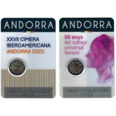 Andorra 2€ 2020 2 50 anos Sufragio universal das mulheres e XXVII Cimeira Iberoamericana 
