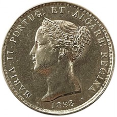 D. Maria II 1.000 Réis (10 Tostões) 1838, prata
