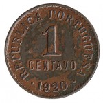 Portugal 1 Centavo  "P"  Aberto de 1920