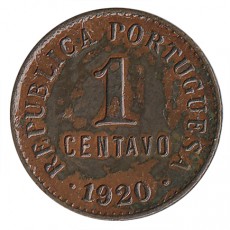 Portugal 1 Centavo  "P"  Aberto de 1920