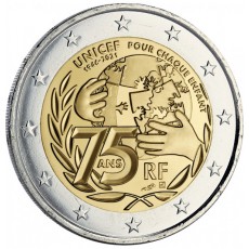França 2€ 75 anos da Unicef 2021