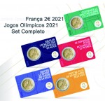 França 2€ 2021 Jogos Olímpicos de 2024 - 5 coincards diferentes